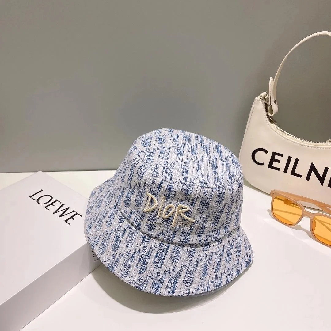 디올 풀 자카드 스카이 버킷 햇