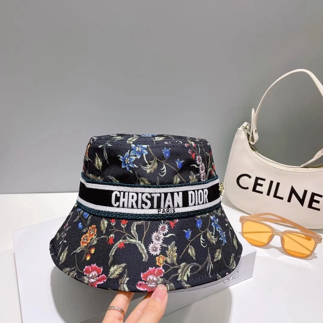 디올 D-BOBBY 페티 플로럴 블랙 스몰 버킷 햇