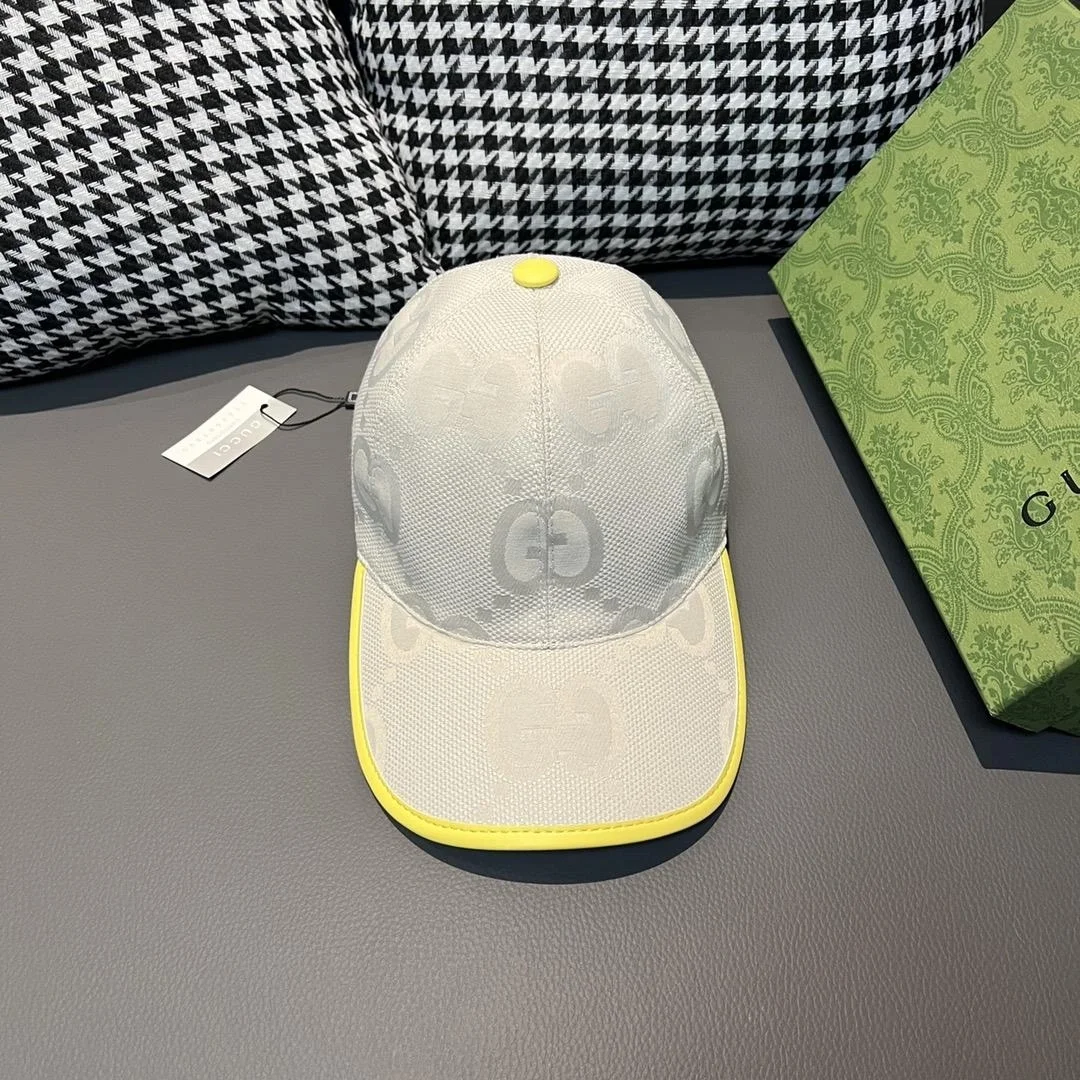 구찌 GG 그레이 옐로우 베이스볼 캡
