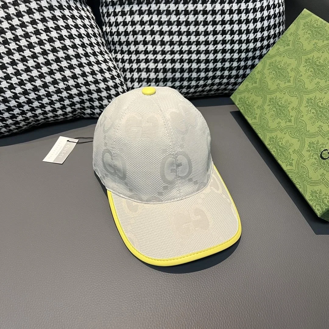 구찌 GG 그레이 옐로우 베이스볼 캡