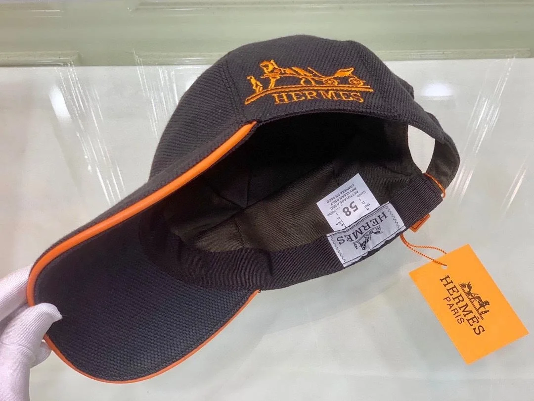 에르메스 H 로고 블랙 베이스볼 캡