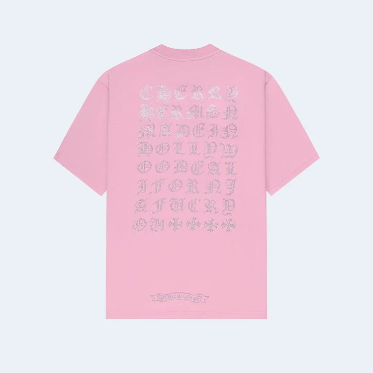 크롬하츠 크로아 하트 다이아몬드 로고 티셔츠 핑크