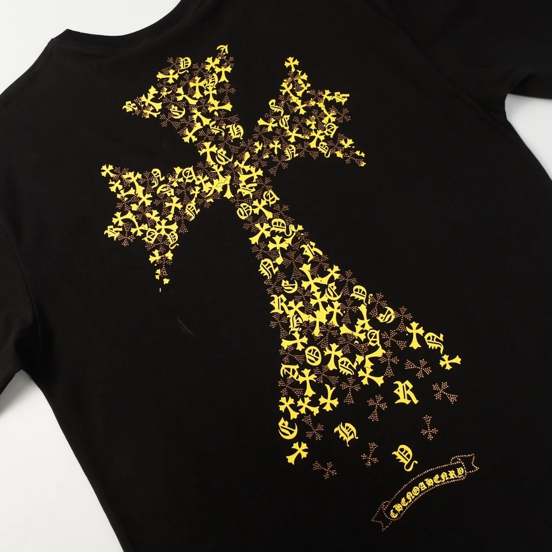 크롬하츠 크로스 프린트 티셔츠 블랙