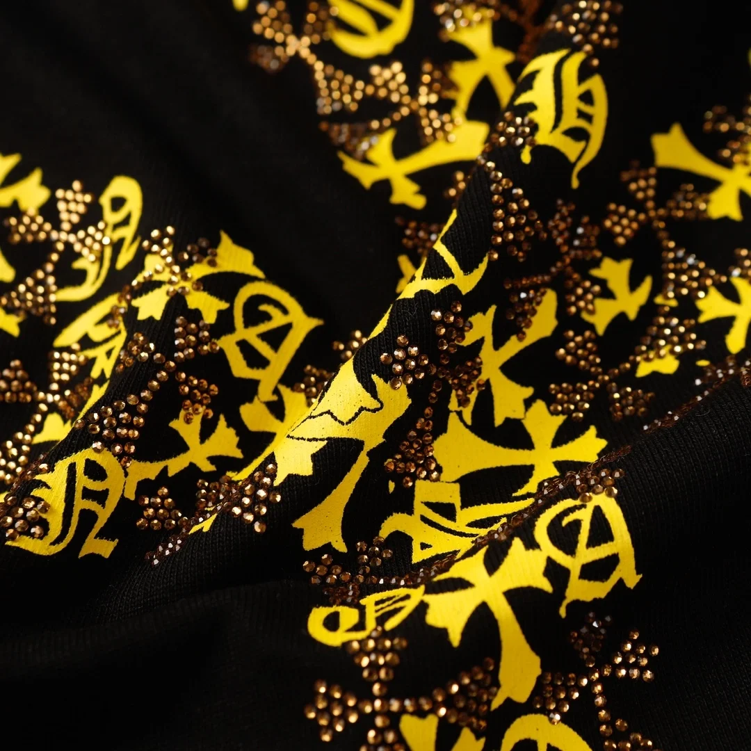 크롬하츠 크로스 프린트 티셔츠 블랙