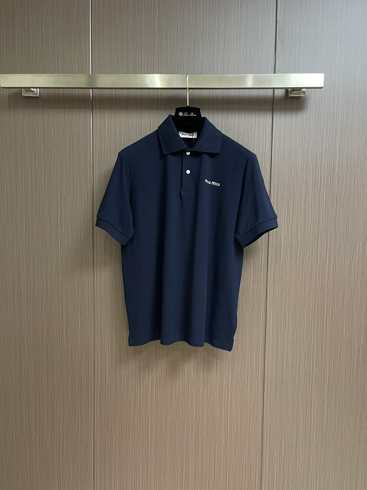 미우미우 코튼 피케 폴로 셔츠 네이비