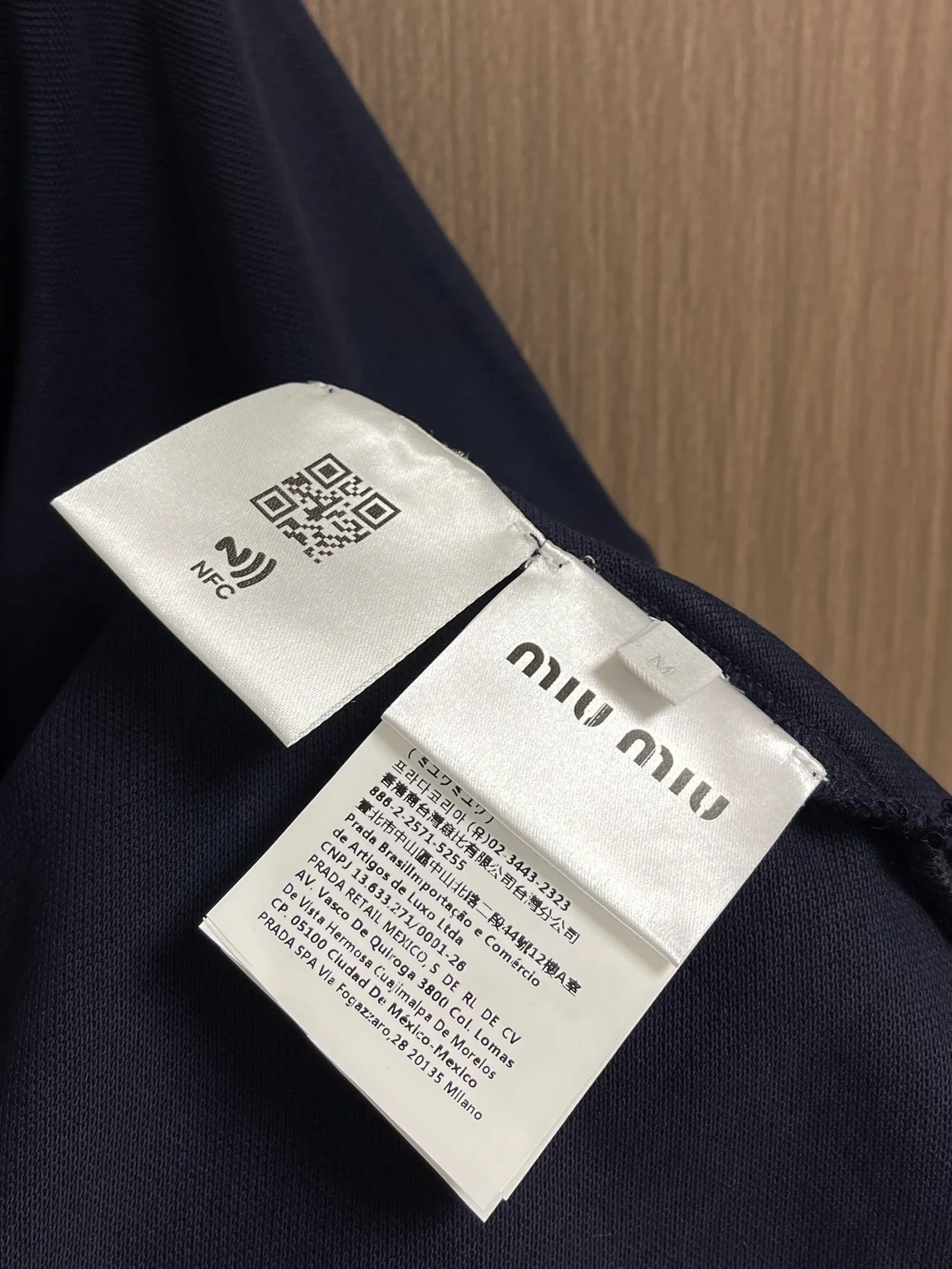 미우미우 코튼 피케 폴로 셔츠 네이비