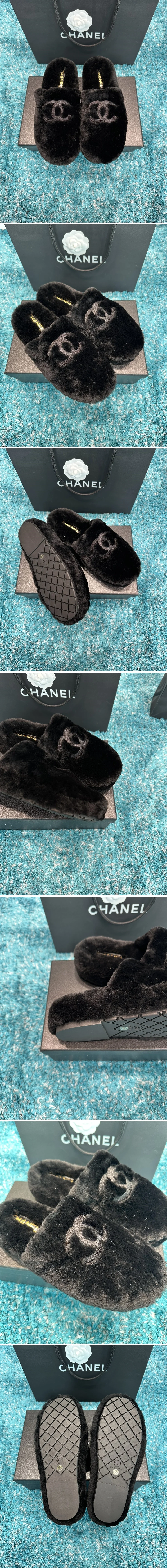 샤넬 시어링 뮬 샌들