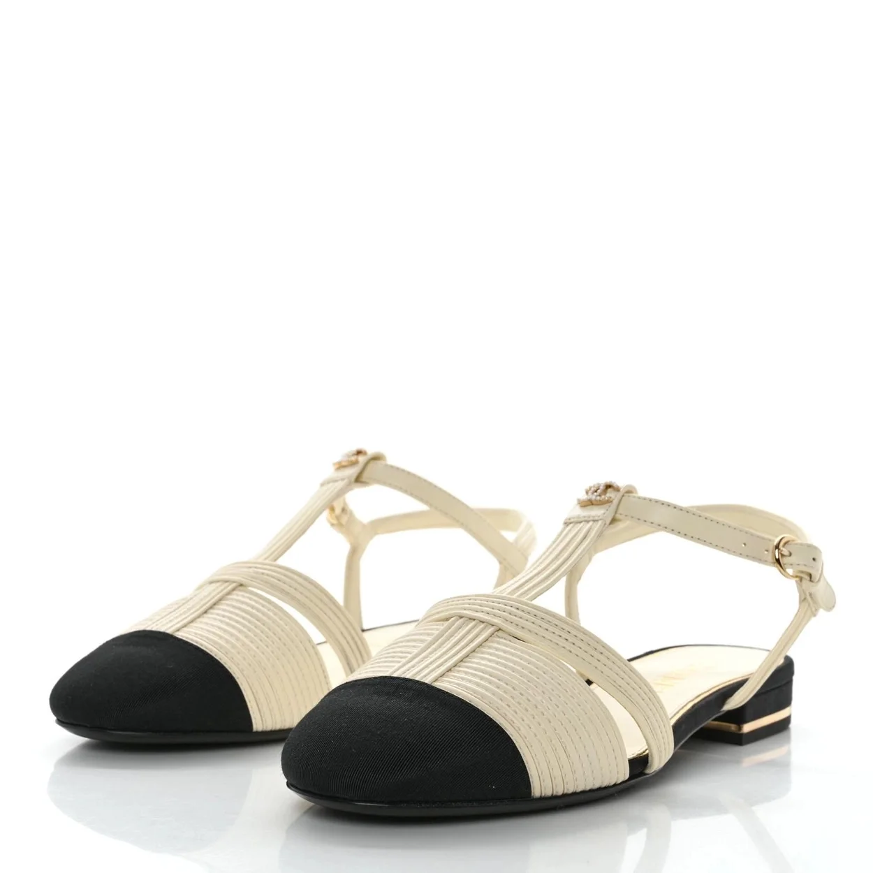 샤넬 램스킨 그로그랭 토 오픈 샌들