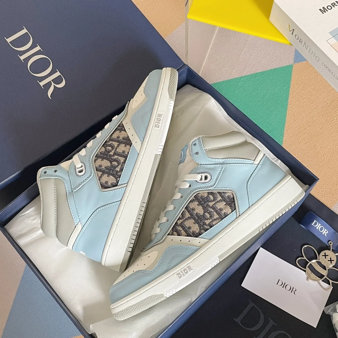 디올 B27  하이탑 스니커즈 스무스 블루