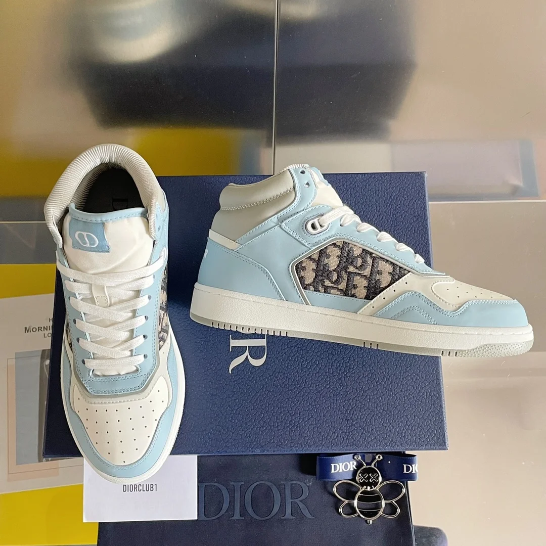 디올 B27  하이탑 스니커즈 스무스 블루