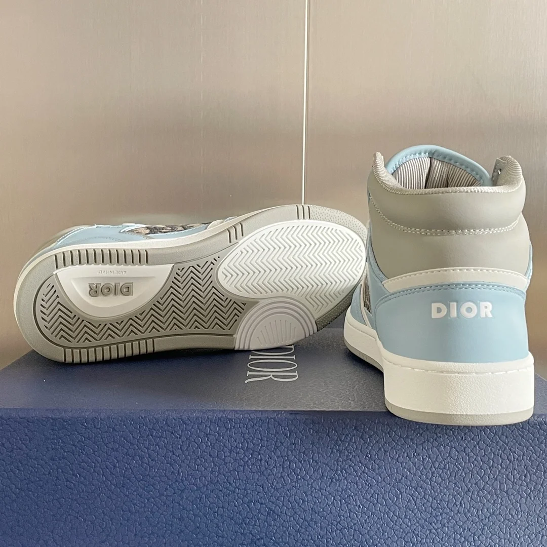 디올 B27  하이탑 스니커즈 스무스 블루