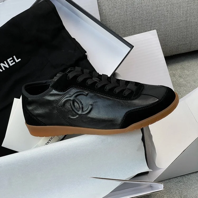 샤넬 스니커즈 카프스킨 벨벳 카프스킨 블랙