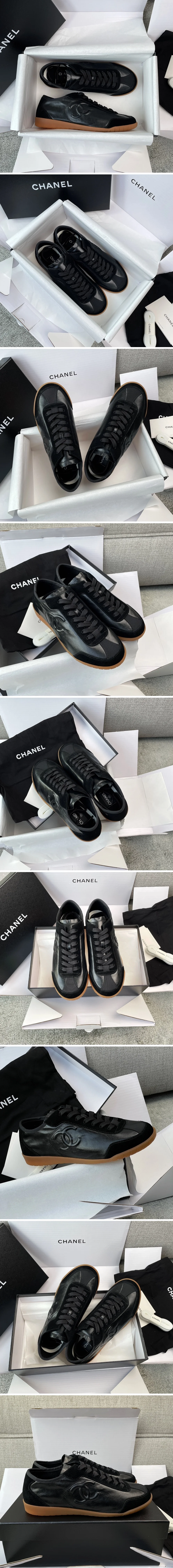 샤넬 스니커즈 카프스킨 벨벳 카프스킨 블랙