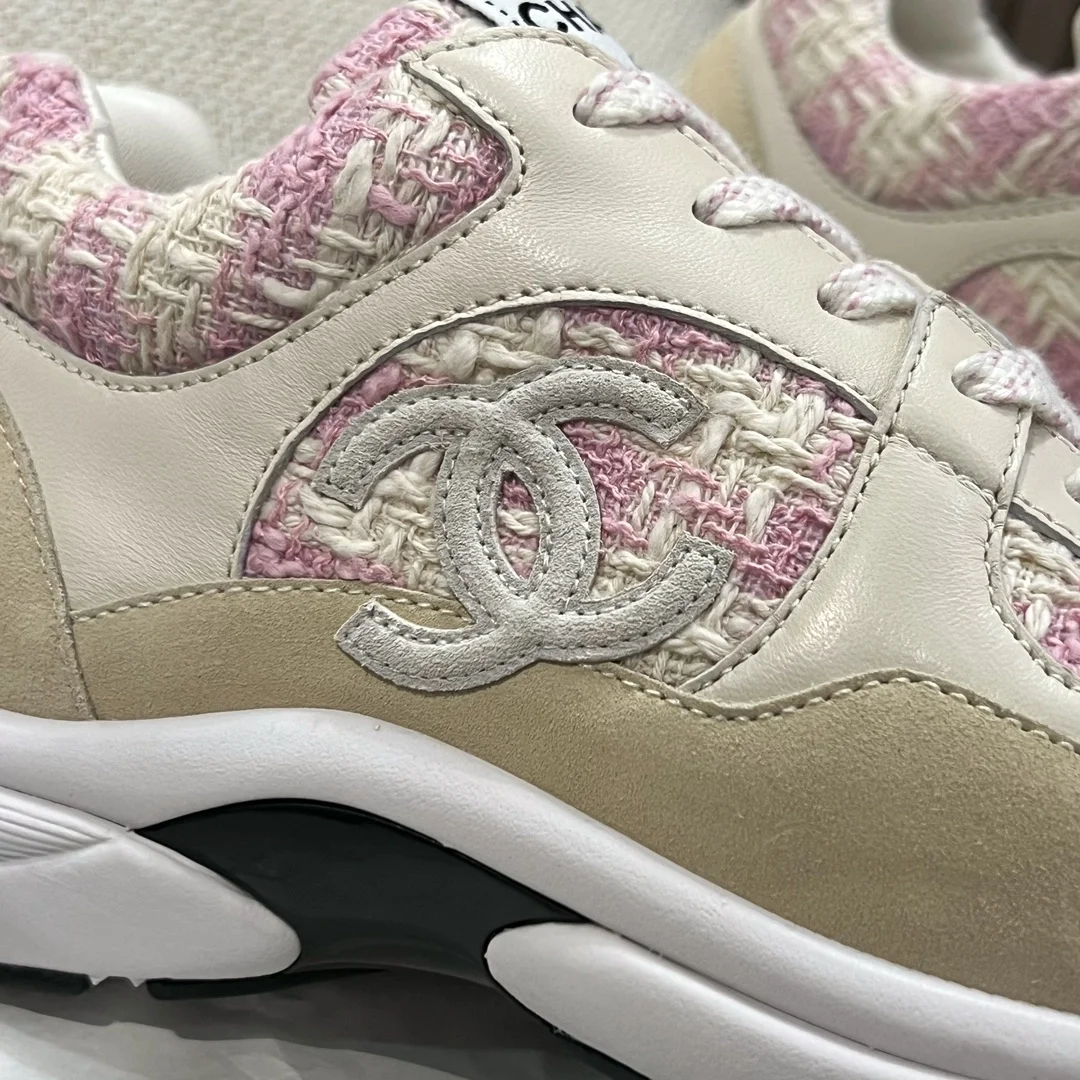 샤넬 cc로고 트위트 스니커즈 핑크