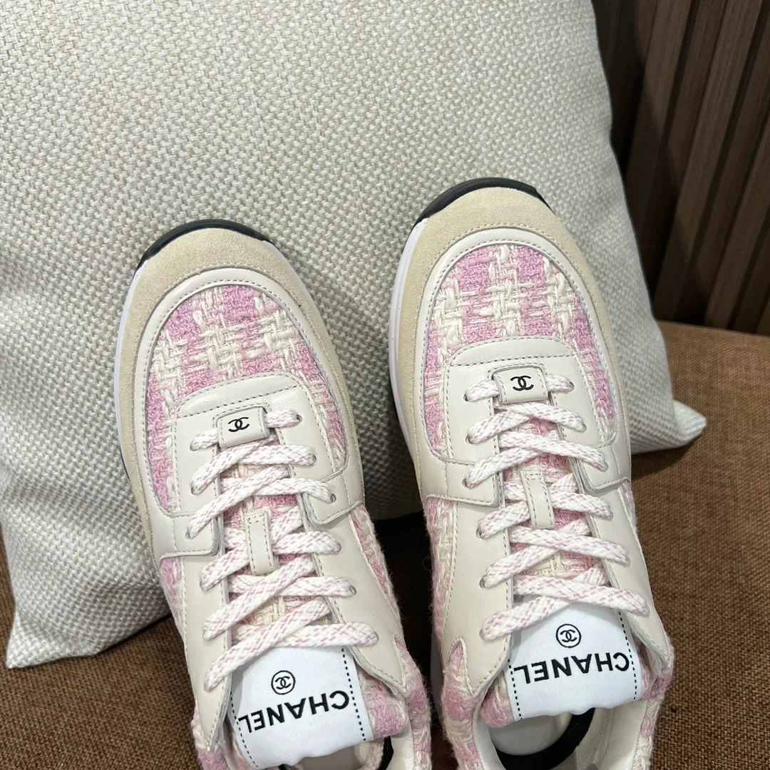 샤넬 cc로고 트위트 스니커즈 핑크