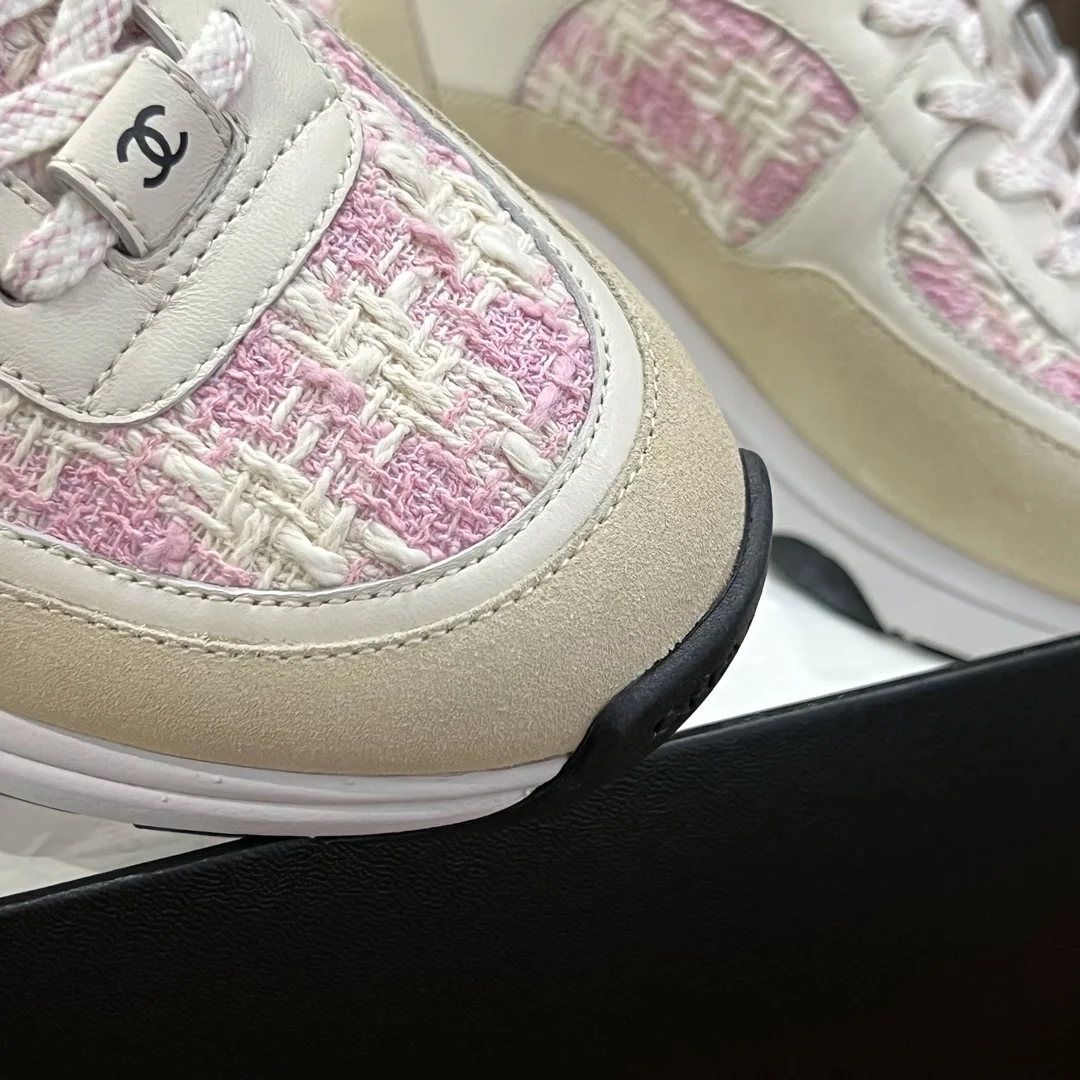 샤넬 cc로고 트위트 스니커즈 핑크