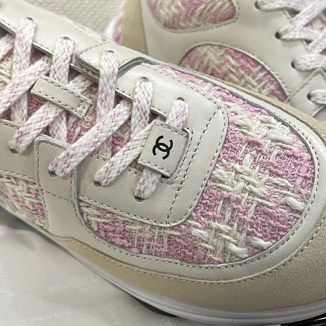 샤넬 cc로고 트위트 스니커즈 핑크