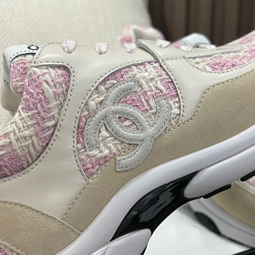 샤넬 cc로고 트위트 스니커즈 핑크