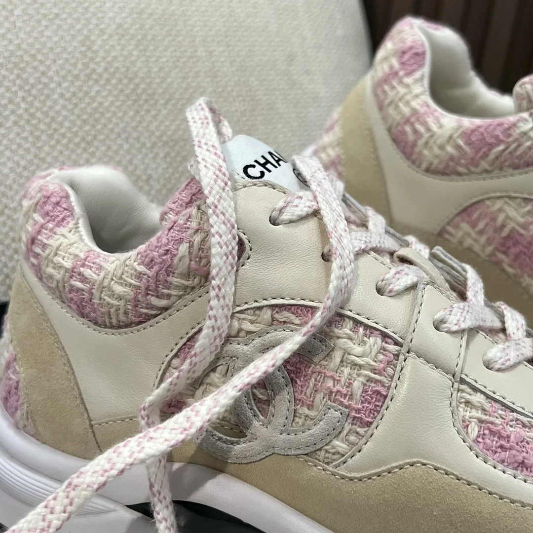 샤넬 cc로고 트위트 스니커즈 핑크