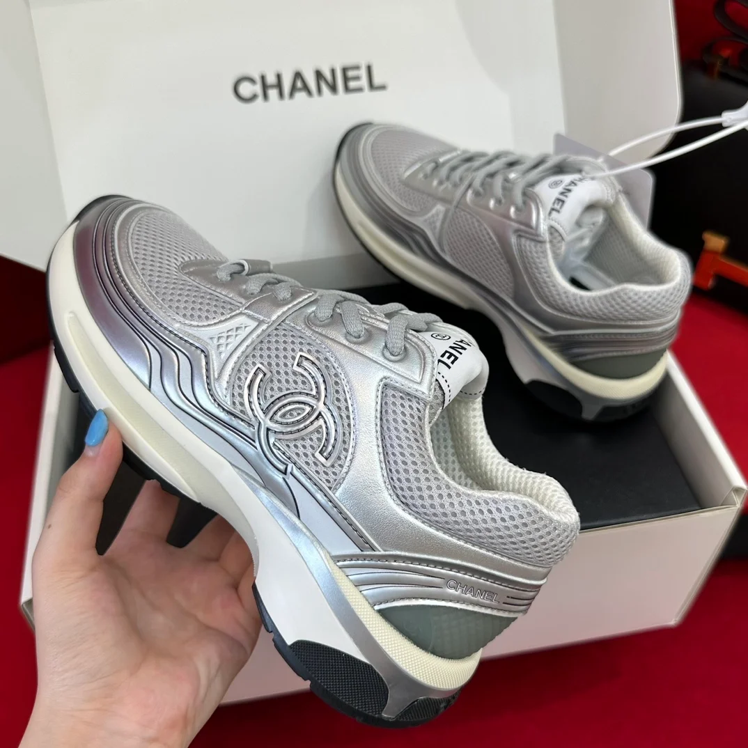 샤넬 CC로고 크루즈 테니스 스니커즈 실버