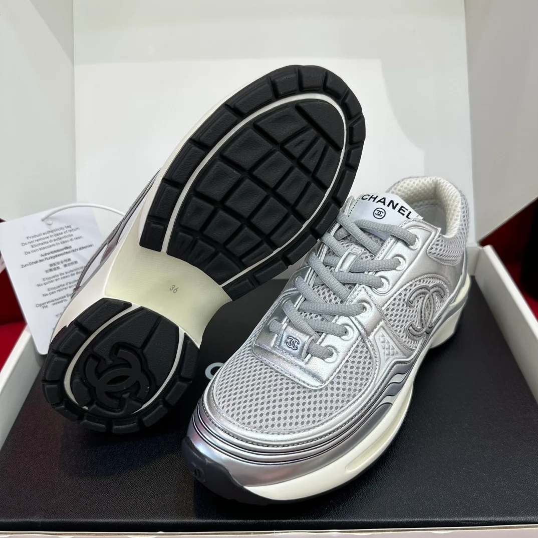 샤넬 CC로고 크루즈 테니스 스니커즈 실버