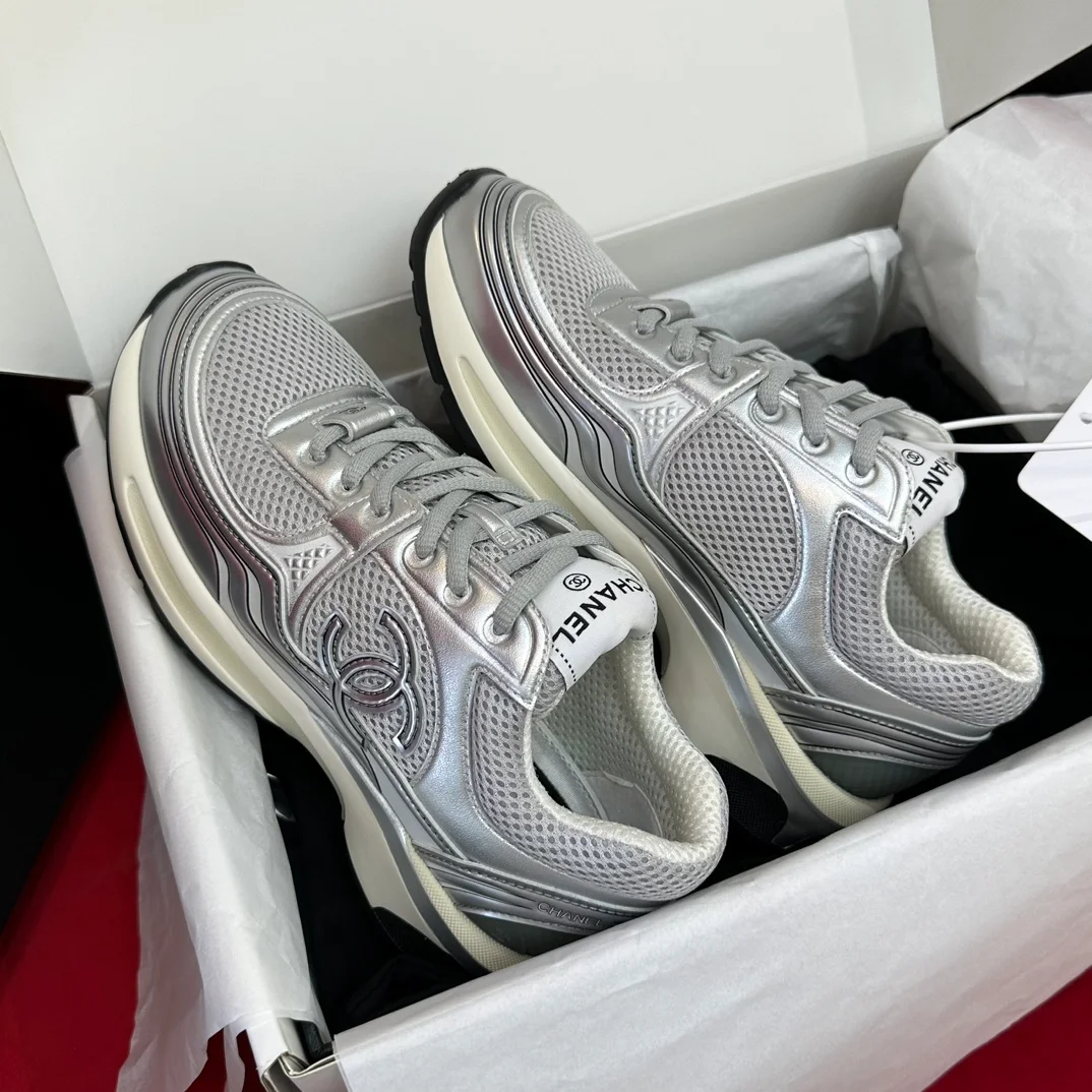 샤넬 CC로고 크루즈 테니스 스니커즈 실버