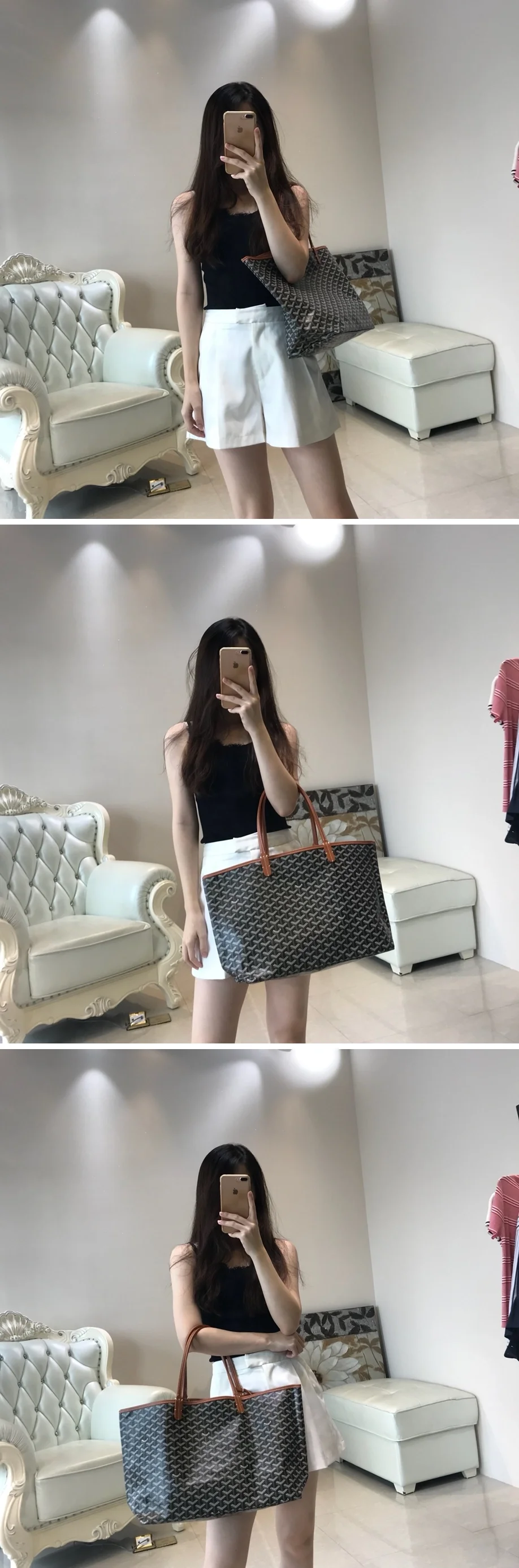 고야드 앙주 백 GM 블랙탄 블랙