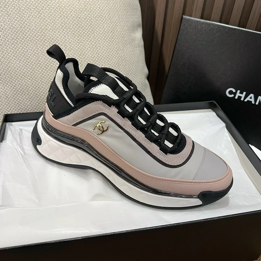 샤넬 믹스드 파이버 스니커즈 핑크