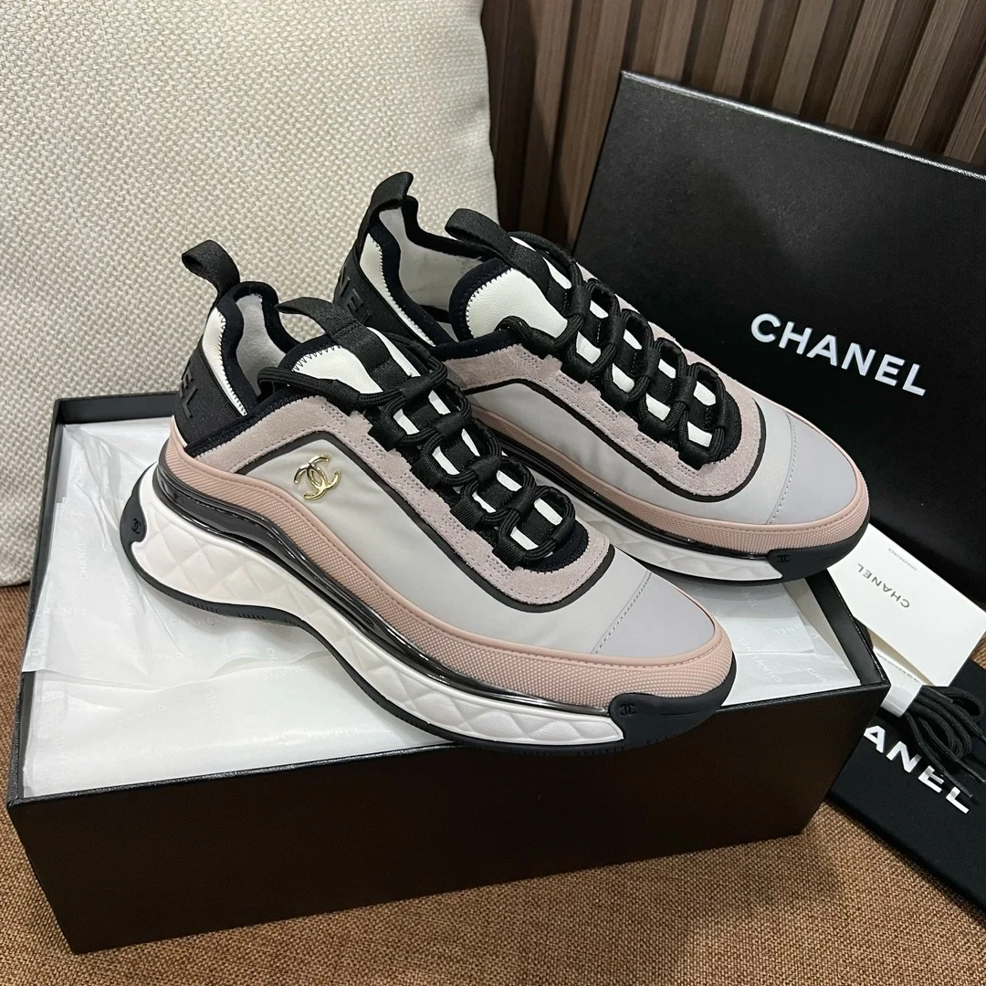 샤넬 믹스드 파이버 스니커즈 핑크