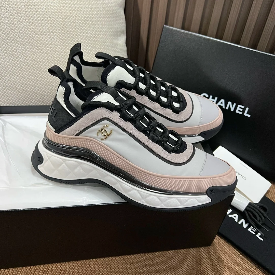 샤넬 믹스드 파이버 스니커즈 핑크