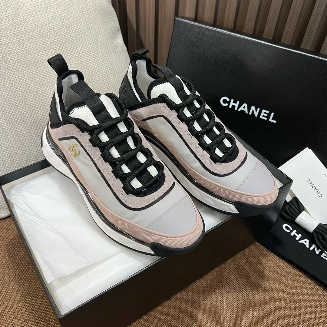 샤넬 믹스드 파이버 스니커즈 핑크