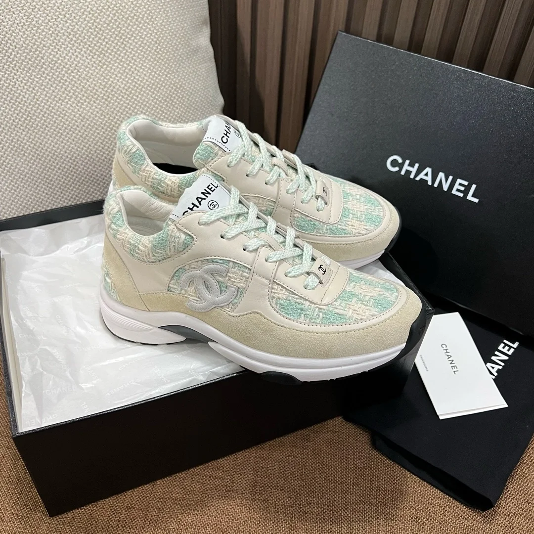 샤넬 스니커즈 코튼 트위드 라이트 블루