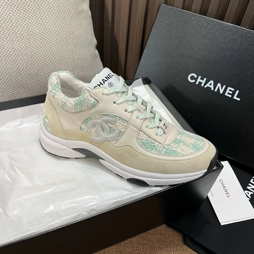 샤넬 스니커즈 코튼 트위드 라이트 블루