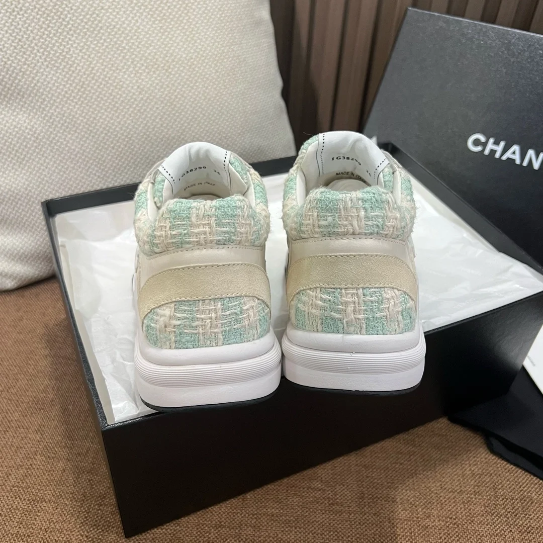 샤넬 스니커즈 코튼 트위드 라이트 블루