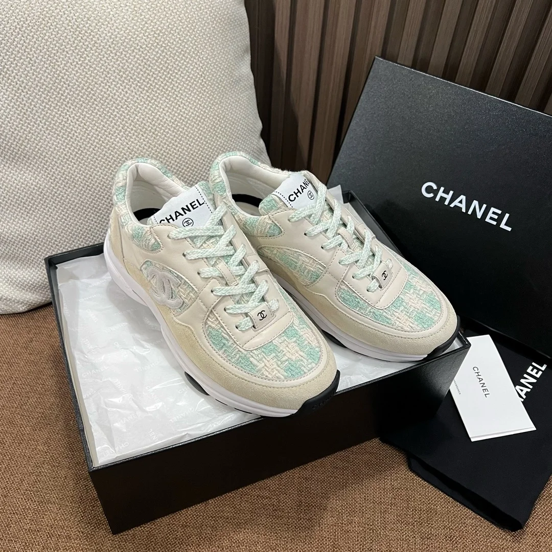 샤넬 스니커즈 코튼 트위드 라이트 블루