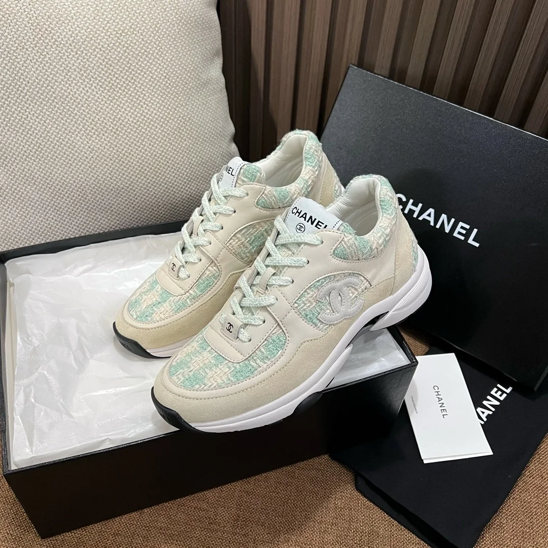 샤넬 스니커즈 코튼 트위드 라이트 블루