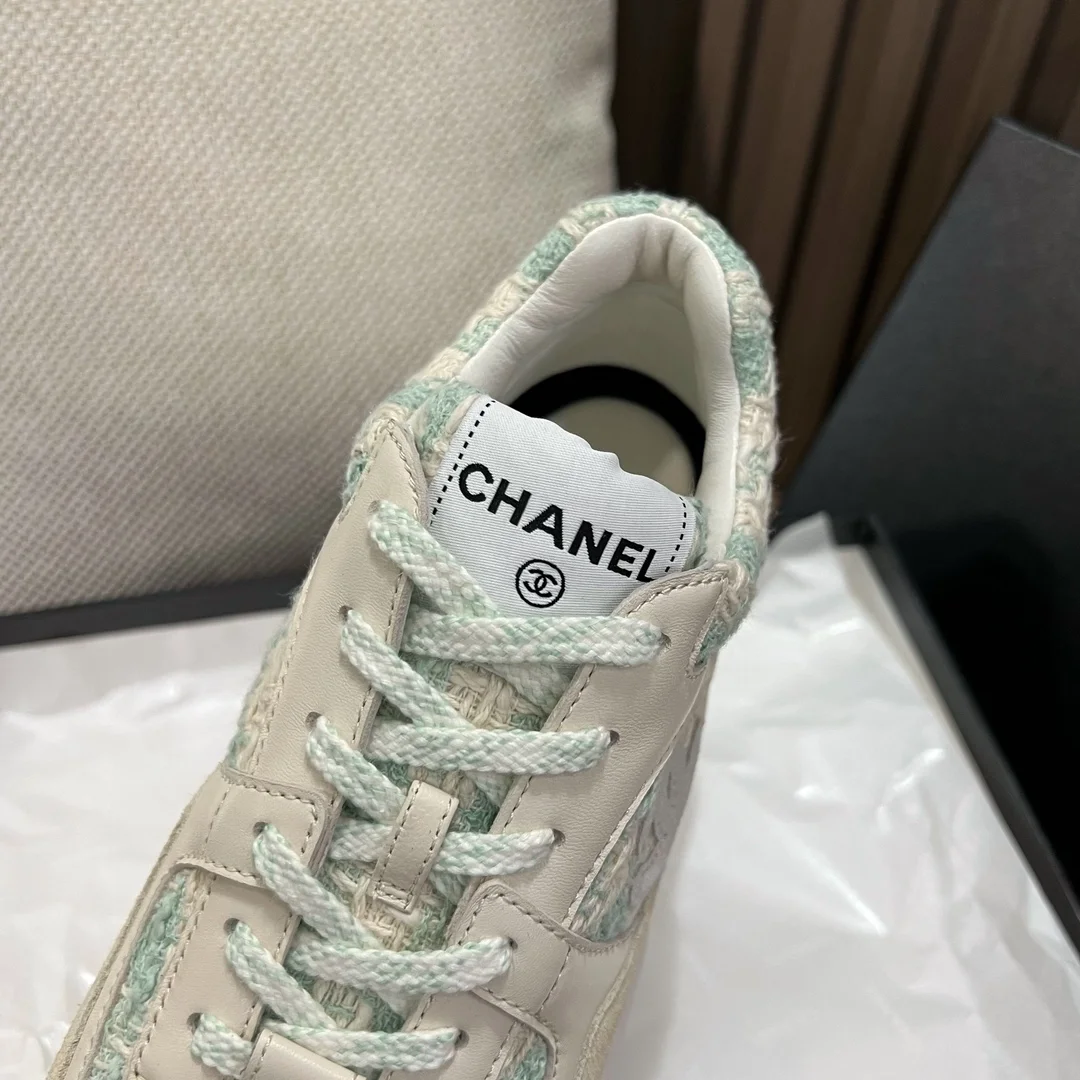 샤넬 스니커즈 코튼 트위드 라이트 블루
