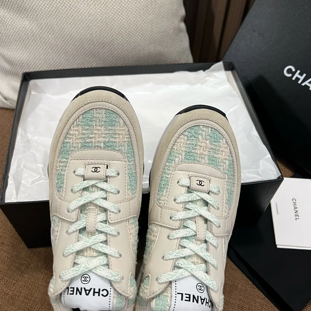 샤넬 스니커즈 코튼 트위드 라이트 블루