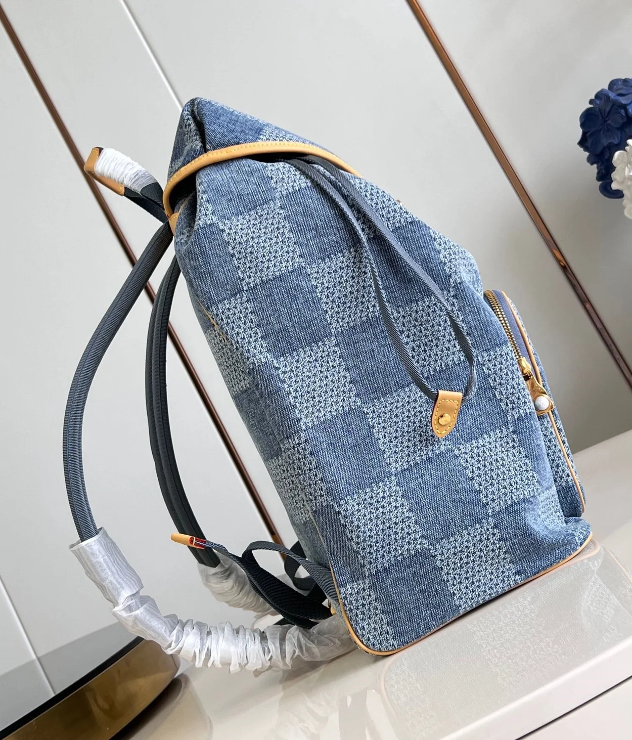 루이비통 몽수리 백팩 다미에 데님 블루 N40708