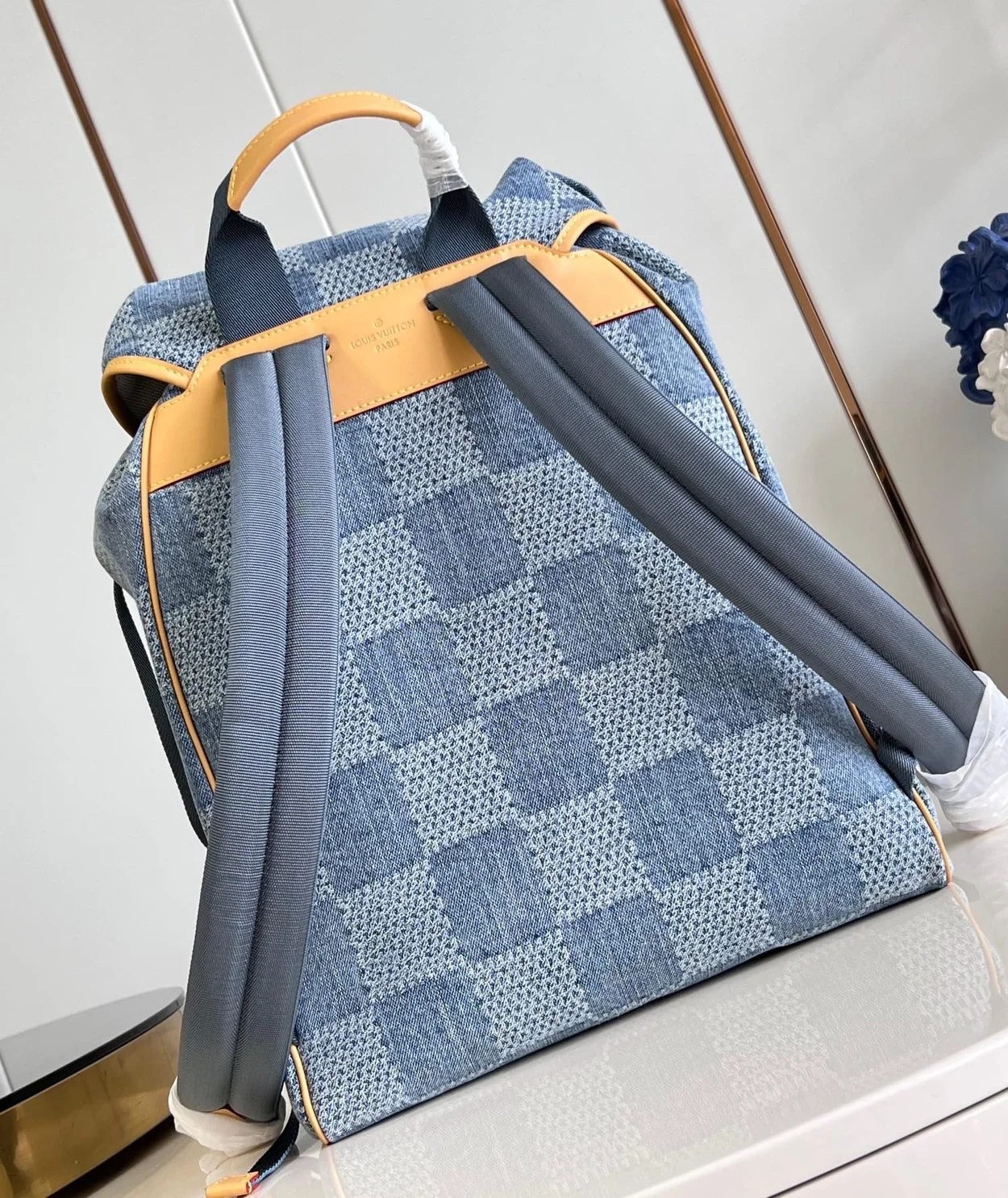 루이비통 몽수리 백팩 다미에 데님 블루 N40708