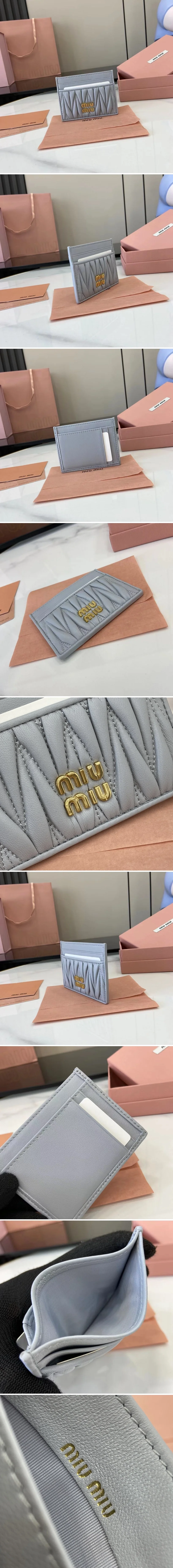 미우미우 세룰리안 가죽 카드 지갑 5MC076