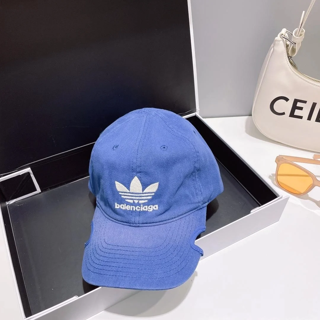 발렌시아가 x 아디다스 블루 빈티지 베이스볼 캡