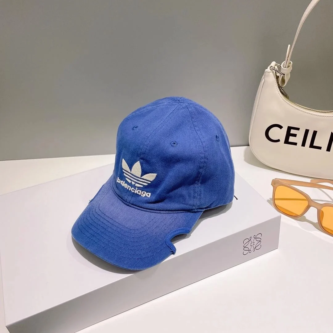 발렌시아가 x 아디다스 블루 빈티지 베이스볼 캡