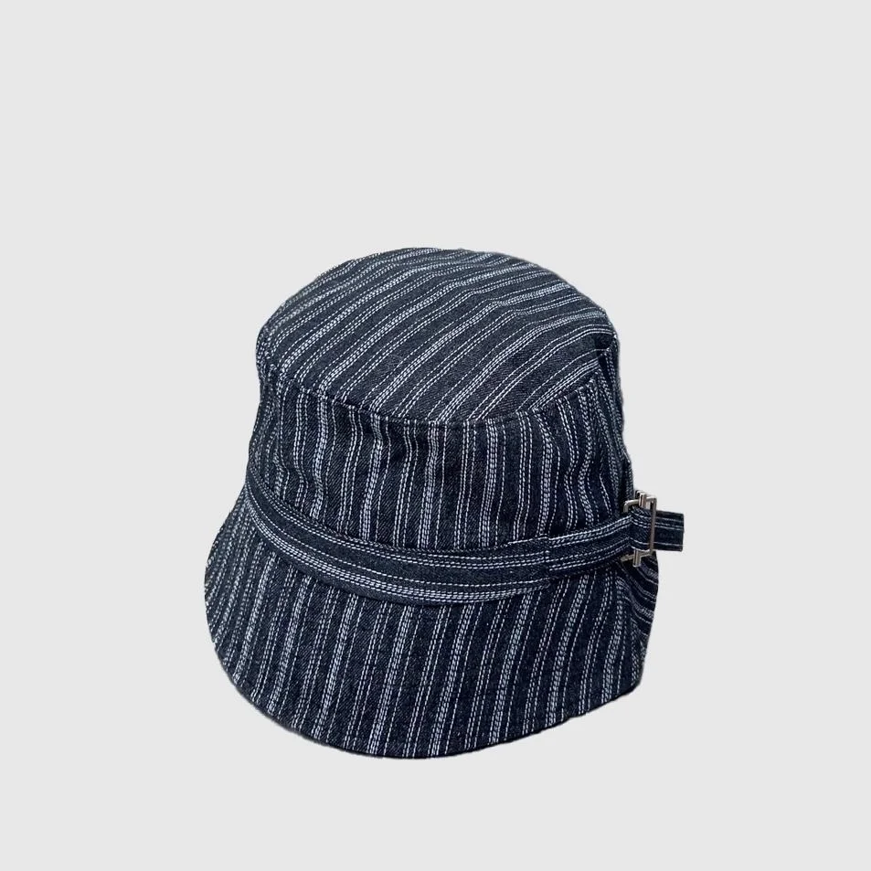 미우미우 스트라이프 데님 블랙 버킷 햇