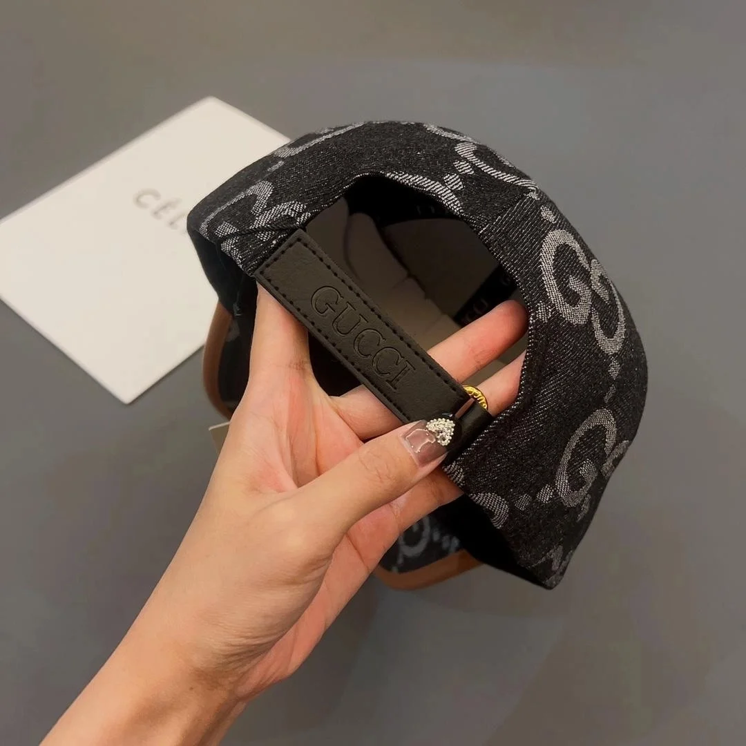 구찌 데님 코튼 블랙 베이스볼 캡