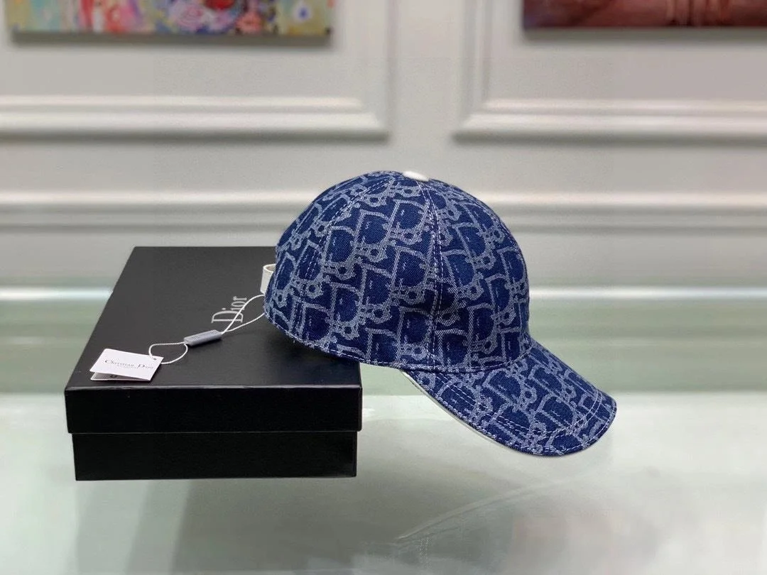 디올 오블리크 자카드 딥 블루 베이스볼 캡