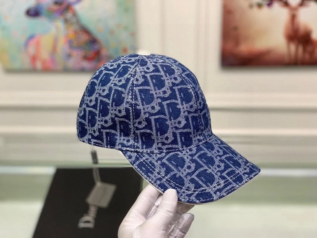 디올 오블리크 자카드 딥 블루 베이스볼 캡