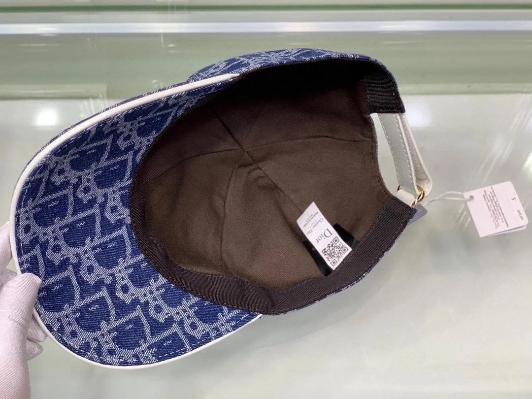 디올 오블리크 자카드 딥 블루 베이스볼 캡