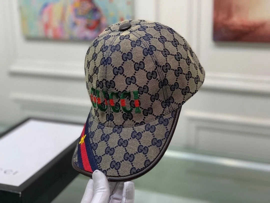 구찌 비 웨빙 네이비 베이스볼 캡