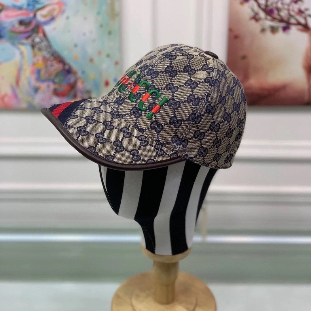 구찌 비 웨빙 네이비 베이스볼 캡